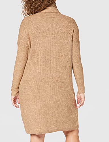 Only Onljana L/s Cowlneck Dress Wool Knt Vestido, Marrón (Indian Tan Detail: W. Melange), 38 (Talla del Fabricante: Small) para Mujer