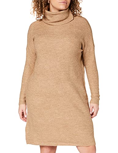 Only Onljana L/s Cowlneck Dress Wool Knt Vestido, Marrón (Indian Tan Detail: W. Melange), 38 (Talla del Fabricante: Small) para Mujer