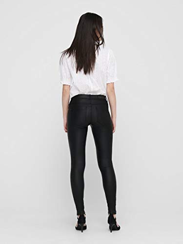 ONLY onlNEW ROYAL REG SK. BIKER COATED NOOS, Pantalones Mujer, Negro (Black), S/L30 (Talla del fabricante: Small)