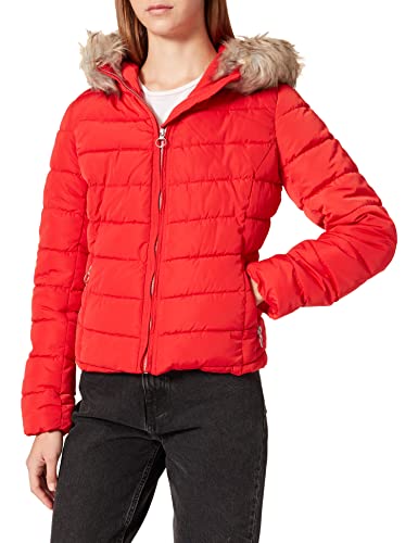 Only Onlnewellan CC Otw-Chaqueta Acolchada con Capucha, Rojo Chino, XS para Mujer