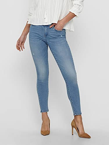 Only Onlwauw Life Mid SK DEST Bj759 Noos Jeans, Denim Light Medium Blue Denim, 36 ES/XS/L para Mujer