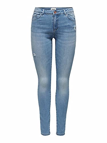 Only Onlwauw Life Mid SK DEST Bj759 Noos Jeans, Denim Light Medium Blue Denim, 36 ES/XS/L para Mujer