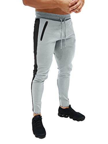 Onsoyours Nuevos Hombres Pantalones Deportivos Joggers Ajustados Casuales Gimnasio Jogging Streetwear Pantalones De Chándal Ajustados con Bolsillos Gris Claro XS