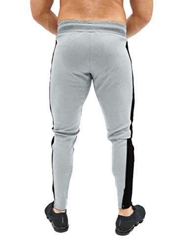 Onsoyours Nuevos Hombres Pantalones Deportivos Joggers Ajustados Casuales Gimnasio Jogging Streetwear Pantalones De Chándal Ajustados con Bolsillos Gris Claro XS