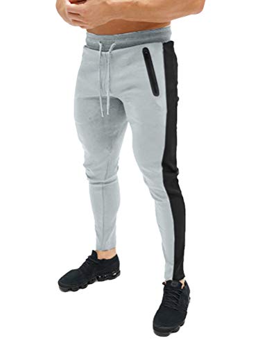 Onsoyours Nuevos Hombres Pantalones Deportivos Joggers Ajustados Casuales Gimnasio Jogging Streetwear Pantalones De Chándal Ajustados con Bolsillos Gris Claro XS