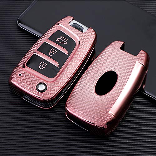 ontto Funda protectora de TPU para llave de coche, compatible con Hyundai Solaris Elantra i30 i30n i35 i40 Tucson Kona 2015 – 2019, carcasa para llave de coche funda protectora rosa