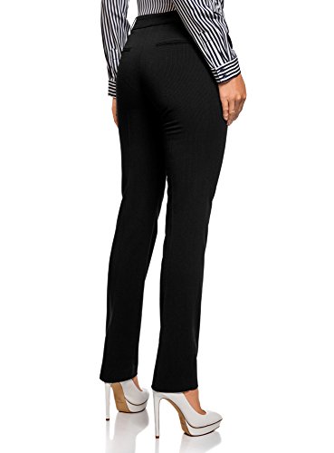 oodji Collection Mujer Pantalones Clásicos con Pinzas, Negro, DE 40 / EU 42 / L