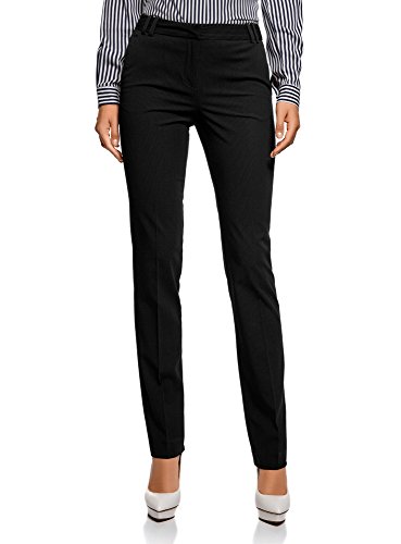 oodji Collection Mujer Pantalones Clásicos con Pinzas, Negro, DE 40 / EU 42 / L