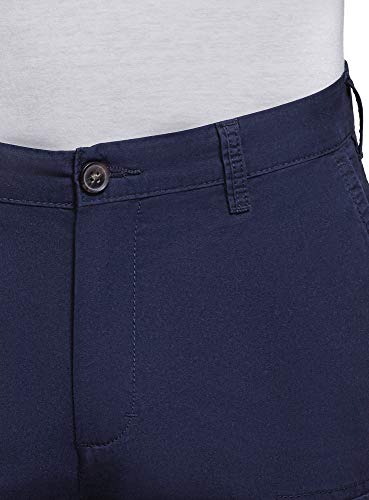 oodji Ultra Hombre Pantalones Cortos con Bolsillos de Parche, Azul, 44