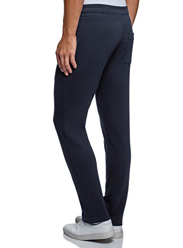 oodji Ultra Hombre Pantalones de Punto Básicos, Azul, L