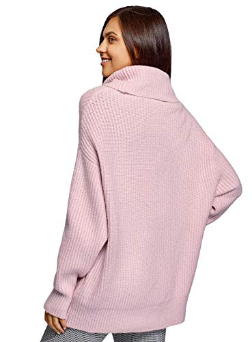 oodji Ultra Mujer Jersey Texturizado Holgado, Rosa, ES 38 / S