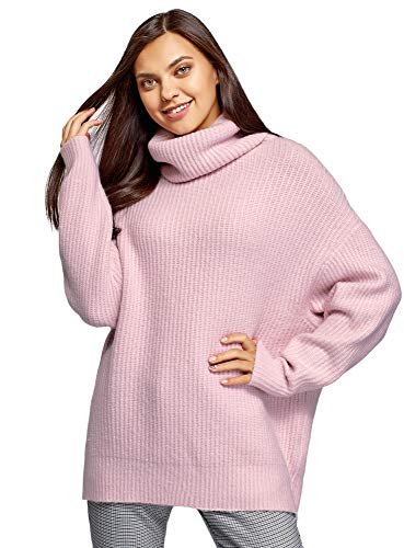 oodji Ultra Mujer Jersey Texturizado Holgado, Rosa, ES 38 / S