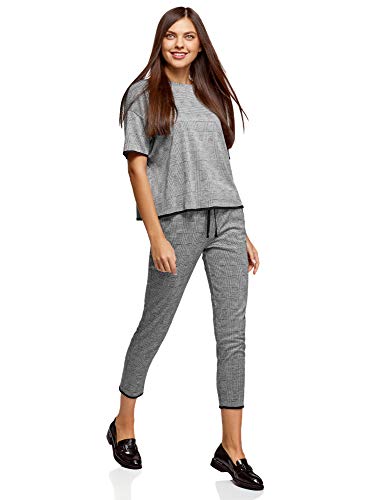 oodji Ultra Mujer Pantalones de Punto con Cordones, Gris, DE 40 / EU 42 / L