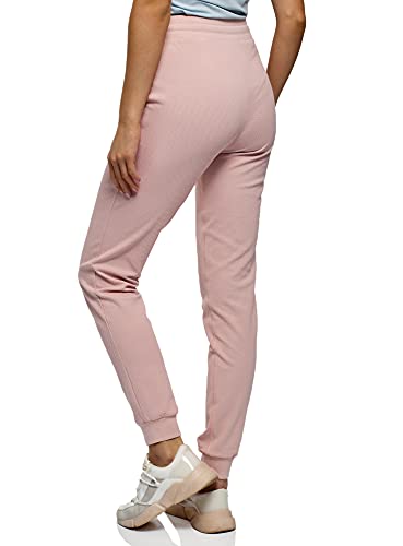 oodji Ultra Mujer Pantalones Deportivos con Cordones, Rosa, S