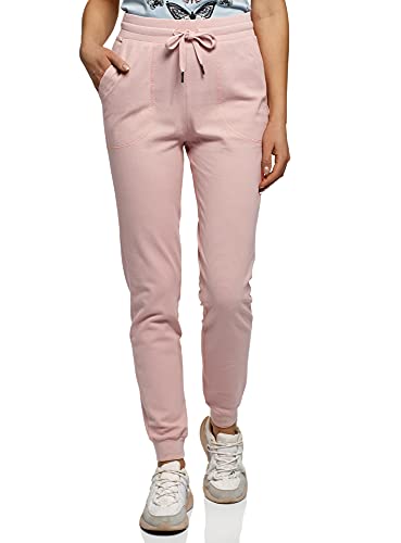 oodji Ultra Mujer Pantalones Deportivos con Cordones, Rosa, S