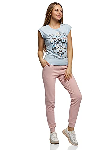 oodji Ultra Mujer Pantalones Deportivos con Cordones, Rosa, S