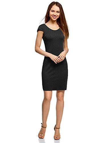 oodji Ultra Mujer Vestido de Punto con Escote Pronunciado en la Espalda, Negro, ES 38 / S