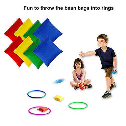 OOTSR 16pcs Bolsas de Frijol de Nylon y Anillos de plástico Juego de Lanzamiento para niños Cabina Carnival Garden Patio Trasero Juegos al Aire Libre Velocidad y Agilidad Juegos de Entrenamiento