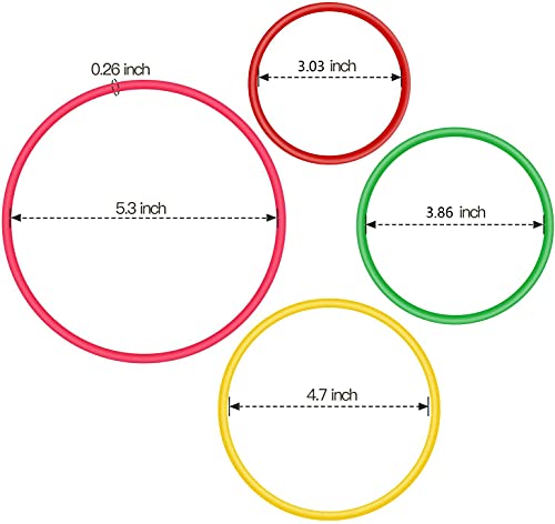 OOTSR 24 pz Anillo de plástico para Juego de Lanzamiento de Anillos, Juegos de práctica de Velocidad y Agilidad, Fiesta, Carnaval, Jardín, Jjuegos al Aire Libre (4 tamaños, 6 Colores)