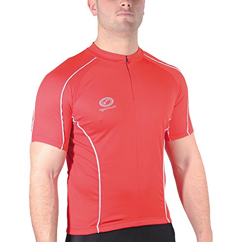 OPTIMUM Cycling - Camiseta de Ciclismo para Hombre, tamaño S, Color Rojo