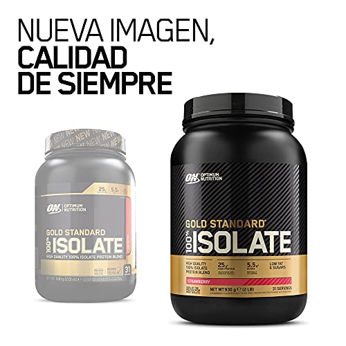 Optimum Nutrition 100% Gold Standard Isolate, Proteina Whey Isolate en Polvo para Aumentar Masa Muscular, Proteina Isolada, Fragola, 31 Porciones, 930g