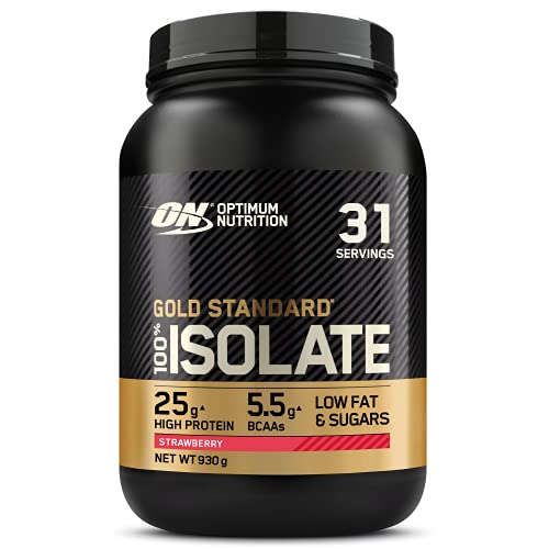 Optimum Nutrition 100% Gold Standard Isolate, Proteina Whey Isolate en Polvo para Aumentar Masa Muscular, Proteina Isolada, Fragola, 31 Porciones, 930g
