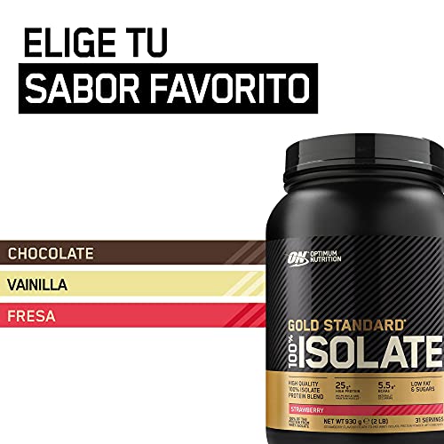 Optimum Nutrition 100% Gold Standard Isolate, Proteina Whey Isolate en Polvo para Aumentar Masa Muscular, Proteina Isolada, Fragola, 31 Porciones, 930g