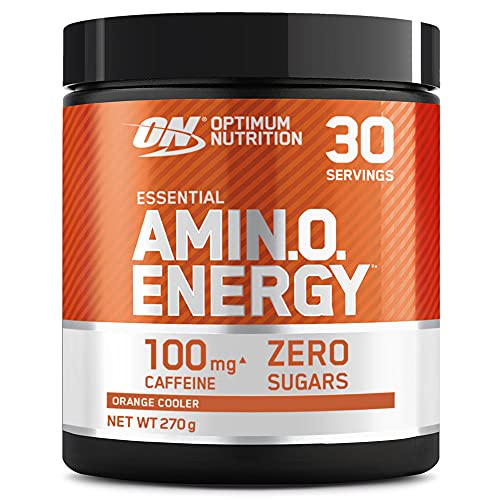 Optimum Nutrition Amino Energy Pre Workout en Polvo, Bebida Energética con Beta Alanina, Vitamina C, Cafeína, Aminoacidos Incluyendo BCAA, Orange Cooler, 30 Porciones, 270g, Embalaje Puede Variar