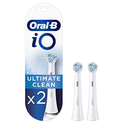 Oral-B iO Ultimate Clean Recambios Cepillo de Dientes Eléctrico, Pack de 2 Cabezales, Blanco - Originales