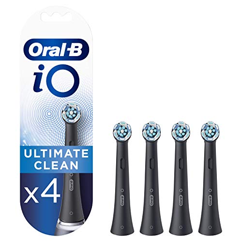 Oral-B iO Ultimate Clean Recambios Cepillo de Dientes Eléctrico, Pack de 4 Cabezales, Negro - Originales, (Tamaño Buzón)