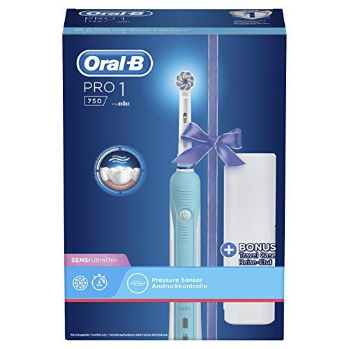 Oral-B Pro 750 Sensi Ultrathin Adulto Azul - Cepillo de dientes eléctrico (Batería, 330 g, 100 mm, 178 mm, 253 mm, 490 g)