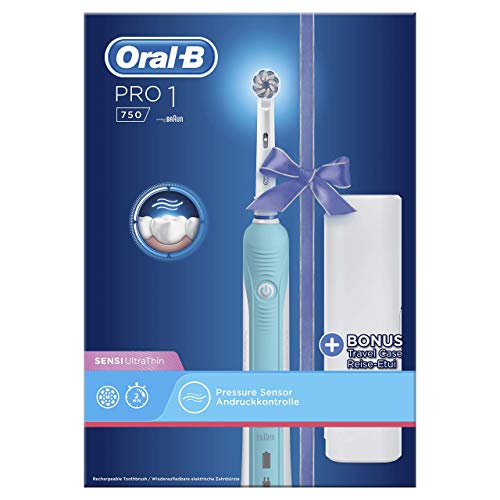Oral-B Pro 750 Sensi Ultrathin Adulto Azul - Cepillo de dientes eléctrico (Batería, 330 g, 100 mm, 178 mm, 253 mm, 490 g)
