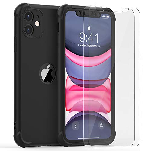 ORETECH Funda para iPhone 11 (2019) 6.1" con [2X Protector de Pantalla] 360 Grados Anti-Choque Carcasa Protectora de Cuerpo Completo Silicona Premium y Hard PC Case Caso Cover para iPhone 11-Negro