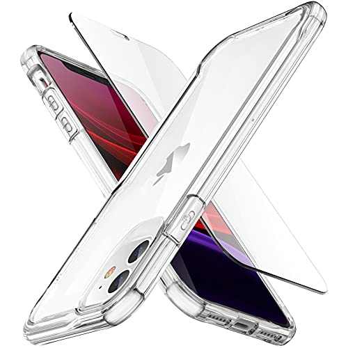 ORETECH Funda Transparente para iPhone 11 (6.1"), con [2x Vidrio Cristal Templado y 1x Cámara Protector de Pantalla] Silicona PC Bumper Carcasa Antichoque Anti-Arañazos Caso Case para iPhone 11, Clara