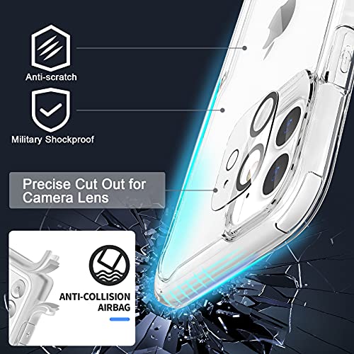 ORETECH Funda Transparente para iPhone 11 (6.1"), con [2x Vidrio Cristal Templado y 1x Cámara Protector de Pantalla] Silicona PC Bumper Carcasa Antichoque Anti-Arañazos Caso Case para iPhone 11, Clara