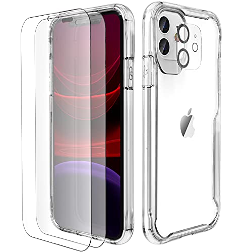 ORETECH Funda Transparente para iPhone 11 (6.1"), con [2x Vidrio Cristal Templado y 1x Cámara Protector de Pantalla] Silicona PC Bumper Carcasa Antichoque Anti-Arañazos Caso Case para iPhone 11, Clara