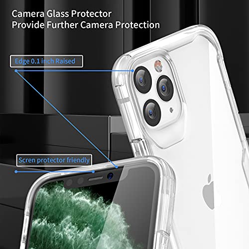 ORETECH Funda Transparente para iPhone 11 PRO MAX, con [2x Vidrio Cristal Templado y 1x Cámara Protector de Pantalla] Silicona Bumper Carcasa Antichoque Anti-Arañazos Caso para iPhone 11 Pro Max,Clara