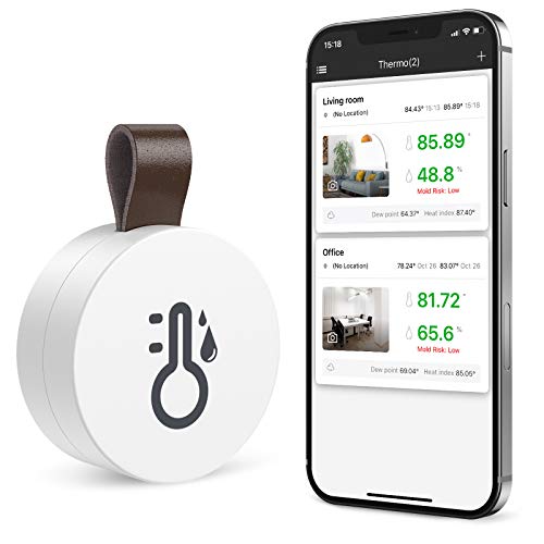 ORIA Termómetro Higrómetro Bluetooth, Sensor de Humedad de Temperatura con Exportación de Almacenamiento de Datos, Termometro Inalámbrico Digital con Android y iPhone para Habitación
