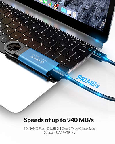 ORICO NVME SSD Portátil Externo 256GB Velocidad de Lectura de hasta 940MB/s, Mini Disco Duro portátil Extreme SSD con 3D NAND USB 3.1 Gen 2 Tipo C-GV100