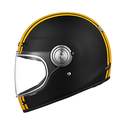 Origine Casco Moto Integral Vintage ECE 22-05 Homologado Cáscara de Fibra de Vidrio con Visera