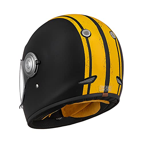 Origine Casco Moto Integral Vintage ECE 22-05 Homologado Cáscara de Fibra de Vidrio con Visera