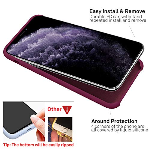 ORNARTO Funda Silicone Case para iPhone 11 Pro MAX, Carcasa de Silicona Líquida Suave Antichoque Bumper para iPhone 11 Pro MAX (2019) 6,5 Pulgadas-Vino Rojo