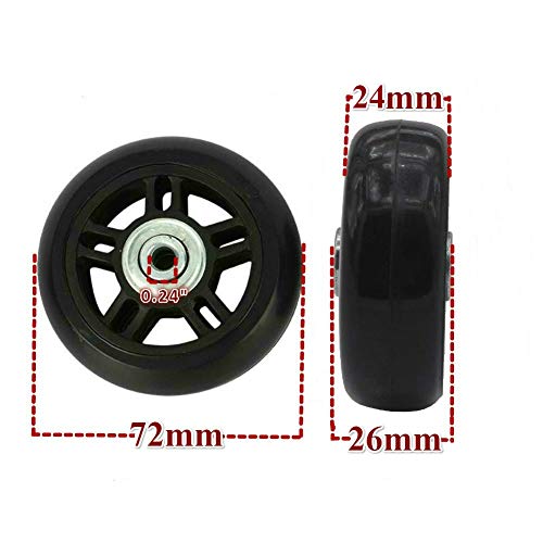 ORO Juego de 2 Ruedas Repuestos para Maletas de Equipaje 80 * 24mm con 40mm Ejes, 6mm Rodamientos de Reparación