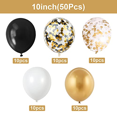 Oro Negro Globos de Cumpleaños, 50 piezas de Oro Negro Globos con Confeti Globos, Decoraciones de Feliz Cumpleaños para Niños, Niñas, Cumpleaños, Bodas, Bautismo, fiestas Decoraciones