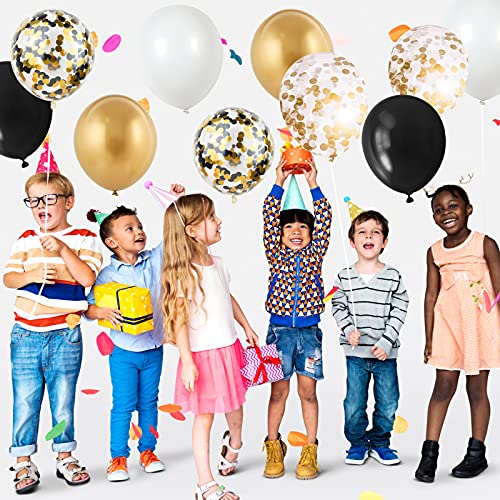 Oro Negro Globos de Cumpleaños, 50 piezas de Oro Negro Globos con Confeti Globos, Decoraciones de Feliz Cumpleaños para Niños, Niñas, Cumpleaños, Bodas, Bautismo, fiestas Decoraciones