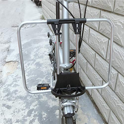 oshhni Bolsa Plegable Frontal de Bicicleta Soporte Plano para Cesta de Brompton c-Bag s-Bag Porteur Rack Mount Frame, sólido, Gran Espacio - De Plata