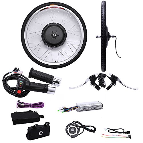 OUKANING Kit de conversión de rueda delantera para bicicleta eléctrica de 26 pulgadas 48 V 1000 W