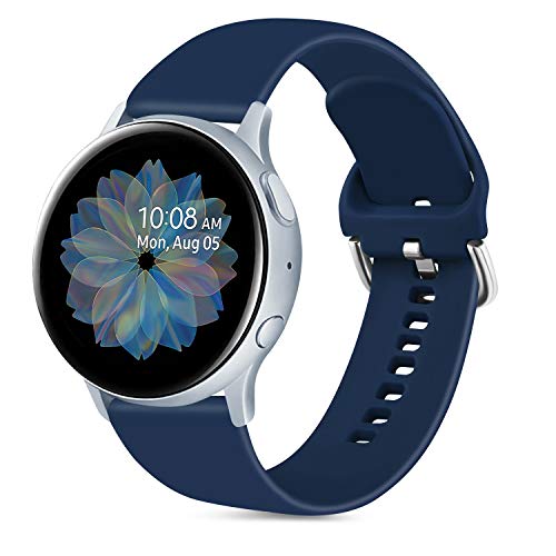 Oumida 20mm Correa Compatible con Samsung Galaxy Watch Active 40mm/Active2 40mm 44mm,Pulseras de Repuesto de Silicona Suave para Samsung Galaxy Watch 42mm/Watch 3 41mm/Gear Sport(S,Azul Zafiro)