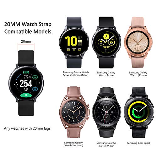 Oumida 20mm Correa Compatible con Samsung Galaxy Watch Active 40mm/Active2 40mm 44mm,Pulseras de Repuesto de Silicona Suave para Samsung Galaxy Watch 42mm/Watch 3 41mm/Gear Sport(S,Azul Zafiro)