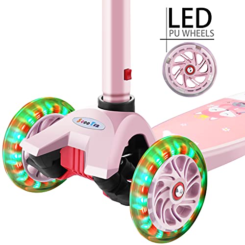 OUTCAMER Patinete Niño 3 a 12 Años Patinete 3 Ruedas con Led Luces Manillar Altura Ajustable 68-86cm para Niños y Niña Juegos Deportivos Scooter con Freno Posterior Monopatin Tres Ruedas Máxima 50 KG